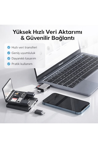 Çok Fonksiyonlu 7 In 1 Otg Kart Okuyucu Type C Usb Hafıza Apple Uyumlu iPhone Android Kart Saklama Kutusu