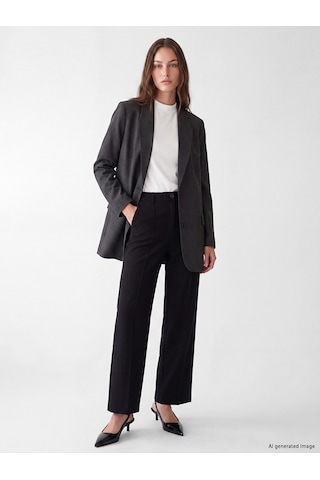 Lcw Modest Antrasit Loose Fit Kadın Blazer Ceket