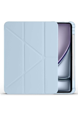 Apple Uyumlu iPad Air 11'' M3 2025 m2 2024 Üçgen Katlanabilir Kalem Şarj Bölmeli Standlı Kılıf Kapaklı