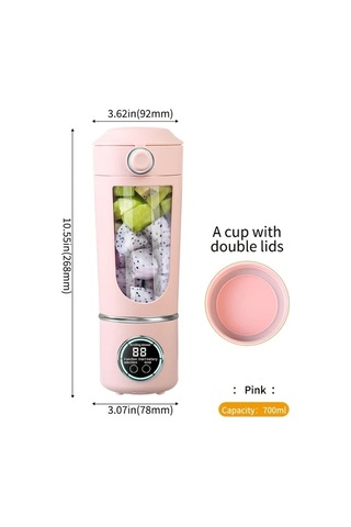 Xuweiwei Pembe 1 Usb Sarj Edilebilir Taşınabilir Meyve Sıkacağı Smoothie Milkshake Ve İçecekler İçin Değiştirilebilir Tabanlı Çok Fonksiyonlu Su Yapıcı Pembe