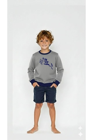 Coupon Çocuk Sweatshirt / Logo Baskılı Gri