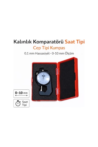 Senbang Kalınlık Komparatörü Saat Tipi Cep Tipi Kumpas 0.1 Mm Hassasiyet 0 10 Mm Ölçüm