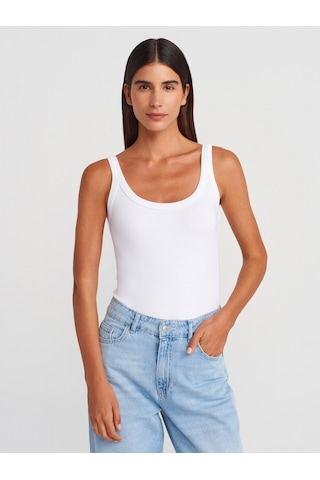 Dilvin 21053 Askılı Bodysuit-beyaz Beyaz