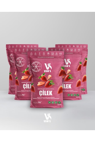 Voms Dondurularak Kurutulmuş Meyve Cipsi - 5'li Çilek Paketi 5x20gr 20 G