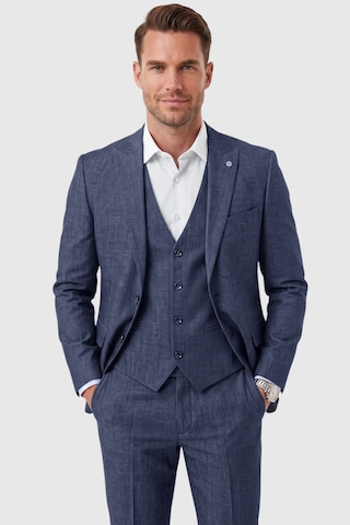 Rizzup Lacivert 3 Parça Slim Fit Yelekli Erkek Takım Elbise Çift Yırtmaçlı Modern Kesim 2601631