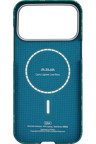 Apple Uyumlu iPhone 17 Pro  Kılıf M-safeli Aramid Fiber Pitaka Tactile Woven Monogram Seri Kapak Yeşil Yeşil