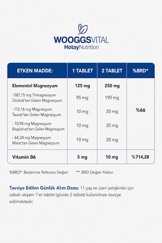 Magnezyum Complex Ve B6 Vitamini İçeren Takviye Edici Gıda 60 Tablet