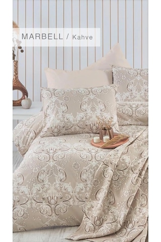 Cotton Life Çift Kişilik Nevresim Takımı Marbell Kahve Desenli Cotton Life Çift Kişilik Nevresim Takımı Marbell Kahve Desenli