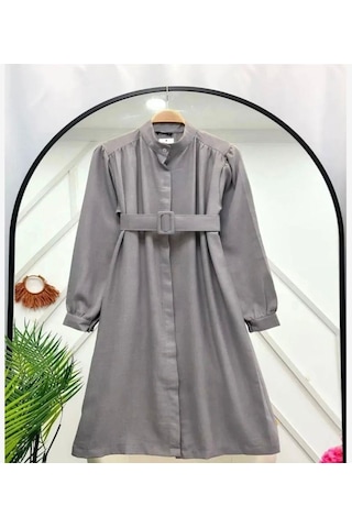Lovie Moda Kadın Kemerli Tunik Gri