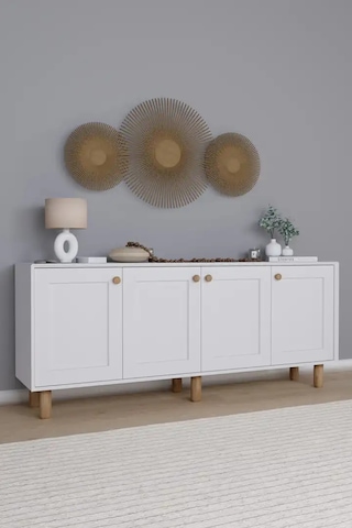 Natura Kapaklı Aynasız Bohem Ayaklı Konsol Beyaz 180 Cm Beyaz