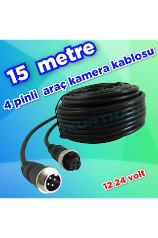 4 Pinli 15 Metre Ticari Araç Kamera Kablosu 12-24 Volt