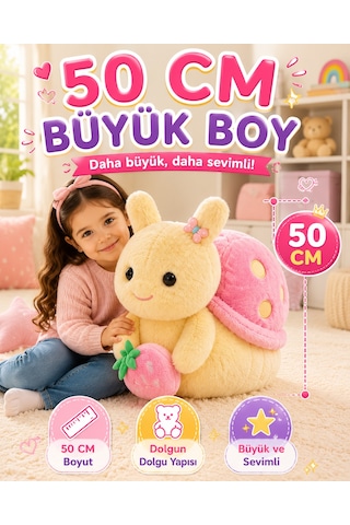 Salyangoz Figürlü Pembe Sırtlı Pelüş Oyuncak 50 Cm Büyük Boy Yumuşak Dokulu Dekoratif Pelüş