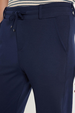 Tudors Erkek Slim Fit Pamuklu Beli Bağlamalı Yan Cepli Katlamalı Paça Jogger Lacivert Pantolon-35399 Lacivert