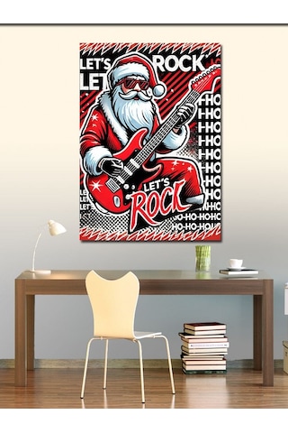Kanvas Tablo Noel Baba Rock Gitar Çalıyor 50cmx70cm