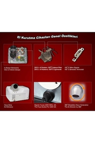 Jackson 2450W Paslanmaz Çelik Saten El & Yüz Kurutma Makinesi