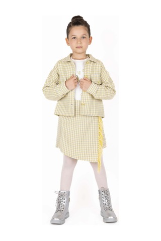 Best Kids Kız Çocuk Kazayağı Desenli Ceket 6-14 Yaş 001