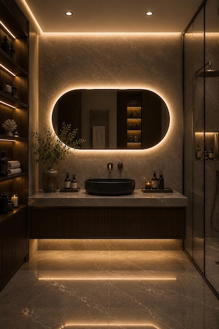 Albus Home Terra 50x100 Led Aydınlatmalı Dekoratif Banyo Aynası Dokunmatik Buğu Önleyici Çerçevesiz Cam