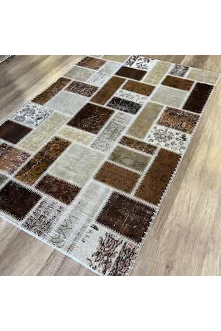 Hoom Rugs Patchwork Kahve Kutulu El Dokuma Kilim Kahve