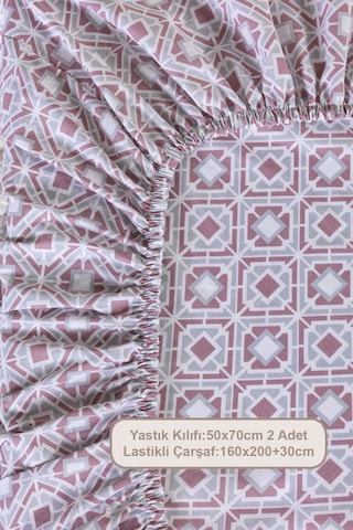 Elart Fancy Çarşaf Seti Lastikli Fitted Baskılı 160x200 Cm Gülkurusu Gülkurusu