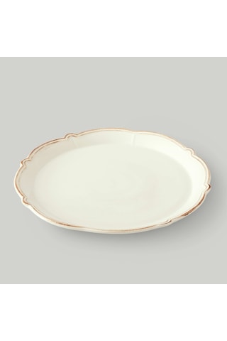 Linens Cinnamon Porselen 33 Cm Supla/sunum Tabağı Ekru-kahve Ekru
