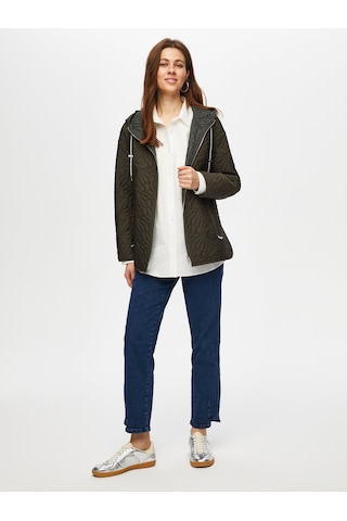 Yanı Yırtmaçlı Rahat Form Kapişonlu Kapitone Mont 004 Us25kmt00454 Haki