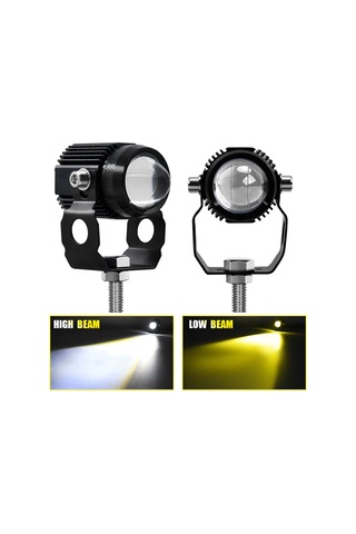 Reedark "çift Renkli 60w Led Motosiklet Farı - 6000k Beyaz & 3000k Sarı, Ip67 Su Geçirmez"