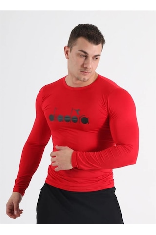 Diadora Soloben - Erkek Kırmızı Uzun Kollu Spor T-Shirt - Tsrt-Zn