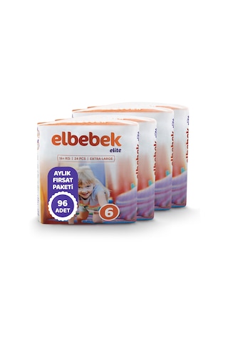 Elbebek Elite Bebek Bezi 6 Numara XLarge Fırsat Paketi 96 Adet 4'lü