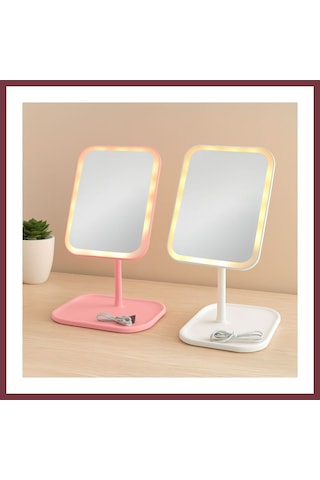 Storeşahin 7\" Led Usb Şarjlı Dikdörtgen Makyaj Aynası, 90 Ayarlı Shn0720 Çok Renkli