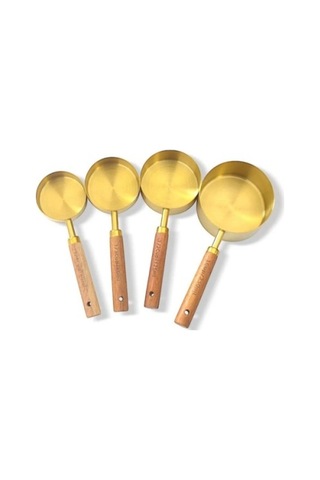 Büro Ev Ofis Mutfağı İçin 4parça Ahşap Saplı Ölçü Kaşığı Seti Gri