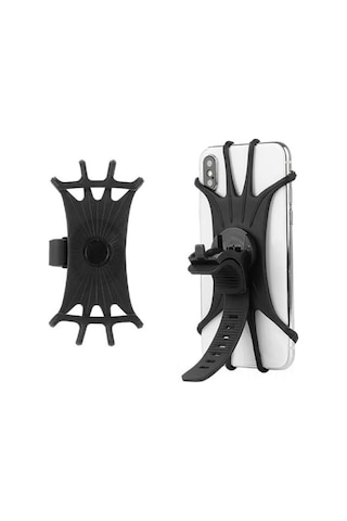 Geeksen Siyah Silikon Bisiklet Telefon Tutucu - Dönen, Esnek, Elektrikli Araçlar İçin Navigasyon Sabitleyici