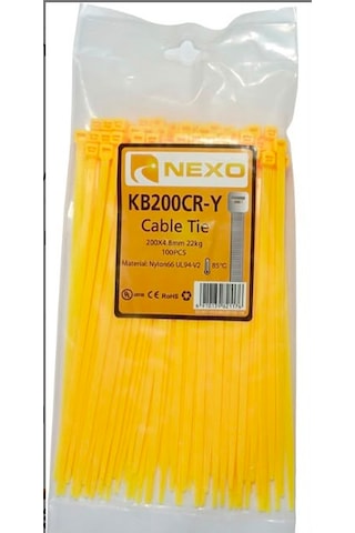 360x4,80mm Kablo Bağı Cırt Kelepçe Sarı 300 Adet