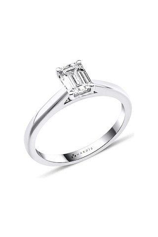 0.70 Karat Emerald Tektaş Pırlanta Yüzük Beyaz Altın
