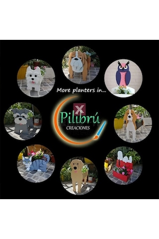 Ulzyvf Ve Şık Saksı Modern Köpek İçin Hayvan Figürlü Desenli Dekorasyonu Dayanıklı Cm Bahçe 34x24 - Uq