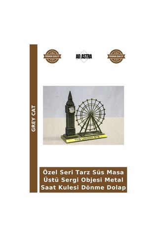 Özel Seri Tarz Süs Masa Üstü Sergi Objesi Metal Saat Kulesi Dönme Dolap Çok Renkli