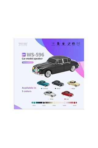 Nostaljik Araba Görünümlü Bluetooth Hoparlör Sd Kart Usb Fm Radyolu Şarjlı Taşınabilir Speaker Siyah