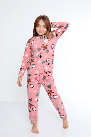 Fames Pijama Pembe Çocuk Tıraşlı Polar Kalın Ev Tipi Pijama Takımı 5,6,7,8,9,10 Yaş Pembe