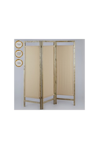 Ahsap Kumas Separatörlü Yikanabilir Paravan Krem Her Kanat 50x150x2 Cm Cin055