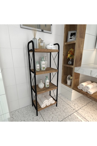 Sahra Siyah 4 Katlı Raf Banyo Köşe Rafı Mutfak Düzenleyici Raf Siyah