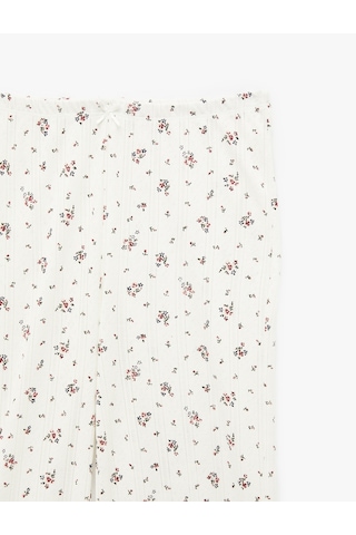 Koton Beli Lastikli Slim Fit Çiçek Desenli Pijama Altı Ekru Desenli 6slk40070mk Ekru Desenli