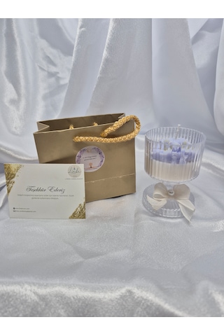 Kadınlar Günü Hediyelik Mum10'lu Paket Beyaz+mor