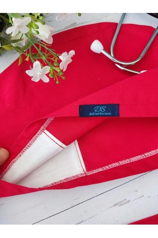Tesettür Kırmızı Tek Renk Cerrahi Bone Doktor Hemşire Sağlıkçı Bonesi Geniş Kesim
