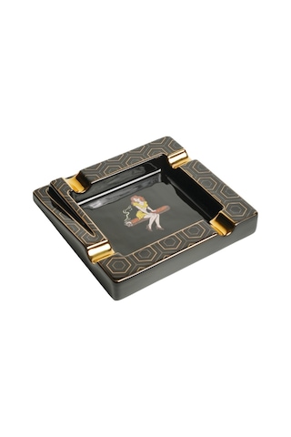 Firebird Cigar Lady Siyah-gold Dörtlü Porselen Puro Küllüğü
