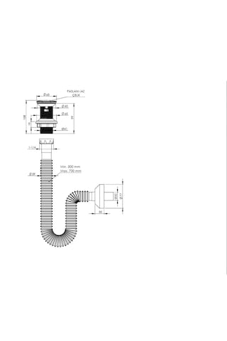 Felix Pop Up Sifon Paslanmaz Başlıklı , Körüklü Gider Borusu 2200