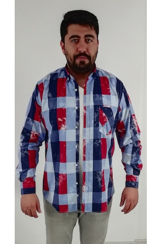 Tousus Regular Fit Ekose Baskılı Erkek Gömlek Kls-4033-tss Lacivert
