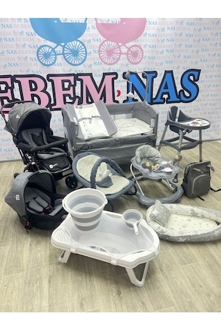 Bebemnas 17 Parça Duffy Yeni Doğan Bebek Çeyiz Seti Full Set Mama Sandalyesi-yürüteç-park Beşik- Araba