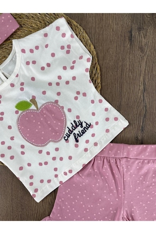 Bebicix Elma Desenli Şortlu 2'li Takım Pembe