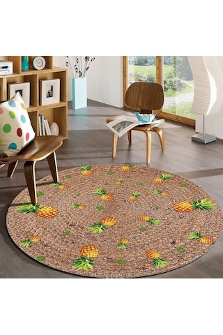 Jüt Yuvarlak Hasır Halı Yolluk Salon Oda Mutfak Halısı Ks-1064