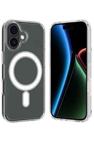 Apple Uyumlu iPhone 17 Magsafe Kılıf Manyetik Halka Destekli Şeffaf Silikon