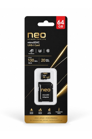 Neo 64 Gb Hafıza Kartı Micro Sd Kart Ve Adaptörü 100 Mb/s